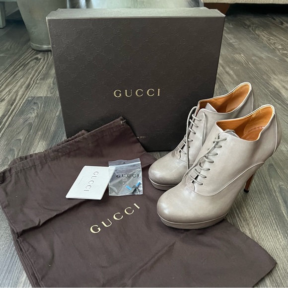 Gucci AUTHENTIC Fango Saddle Soft Tamponato NEW lLace-up Ankle Booties - Picture 4 of 14